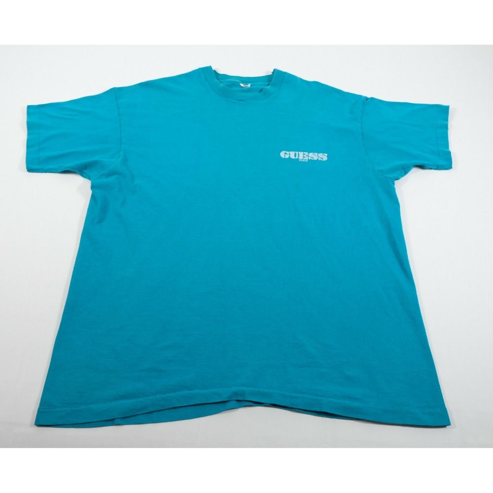 Guess T-Shirt Mens‎ XL Teal Guess Paris Vintage 80s Single Stitch Graphic Tee